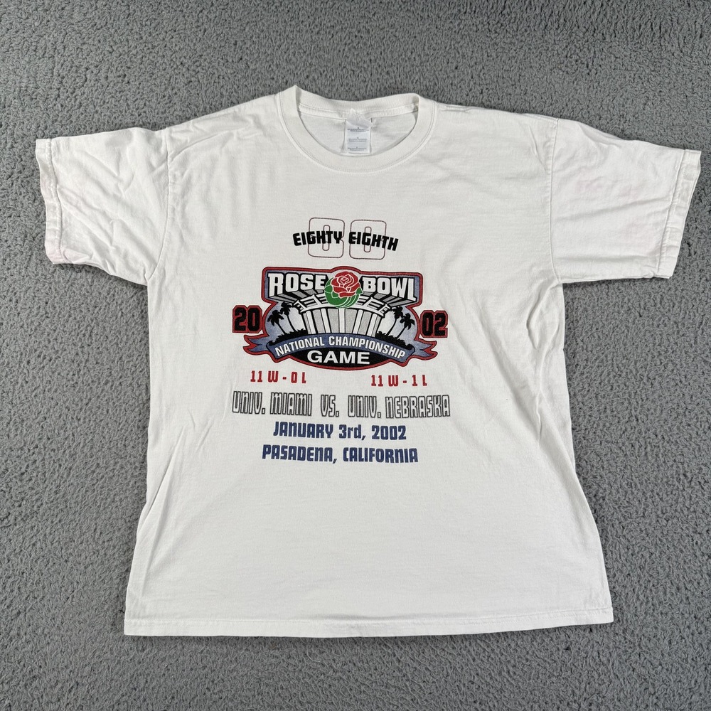 Vintage Miami Hurricanes Shirt Mens Large 2002 Rose Bowl NCAA Football Game 00